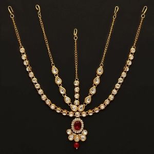 Maatha Patti (head piece) kundan maroon